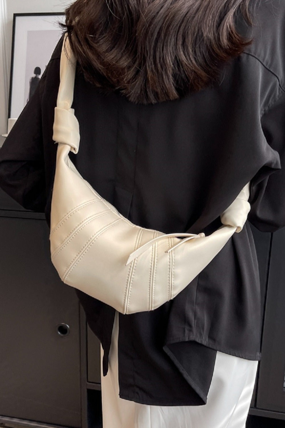 Zenana Half Moon Vegan Leather Satchel Crossbody Bag Trendsi