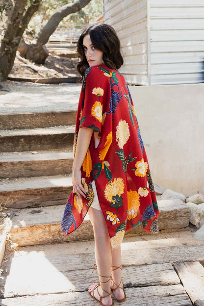 Floral Motif Combo Kimono Leto Accessories