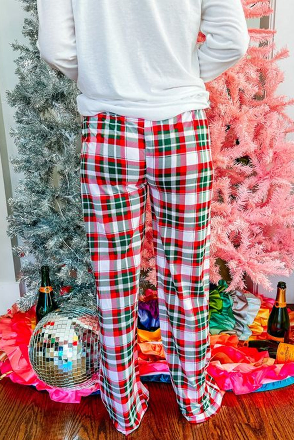 Bella Merry Christmas Plaid Print Two Piece Lounge Set  DAME BOHEME