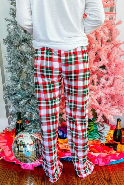 Bella Merry Christmas Plaid Print Two Piece Lounge Set  DAME BOHEME