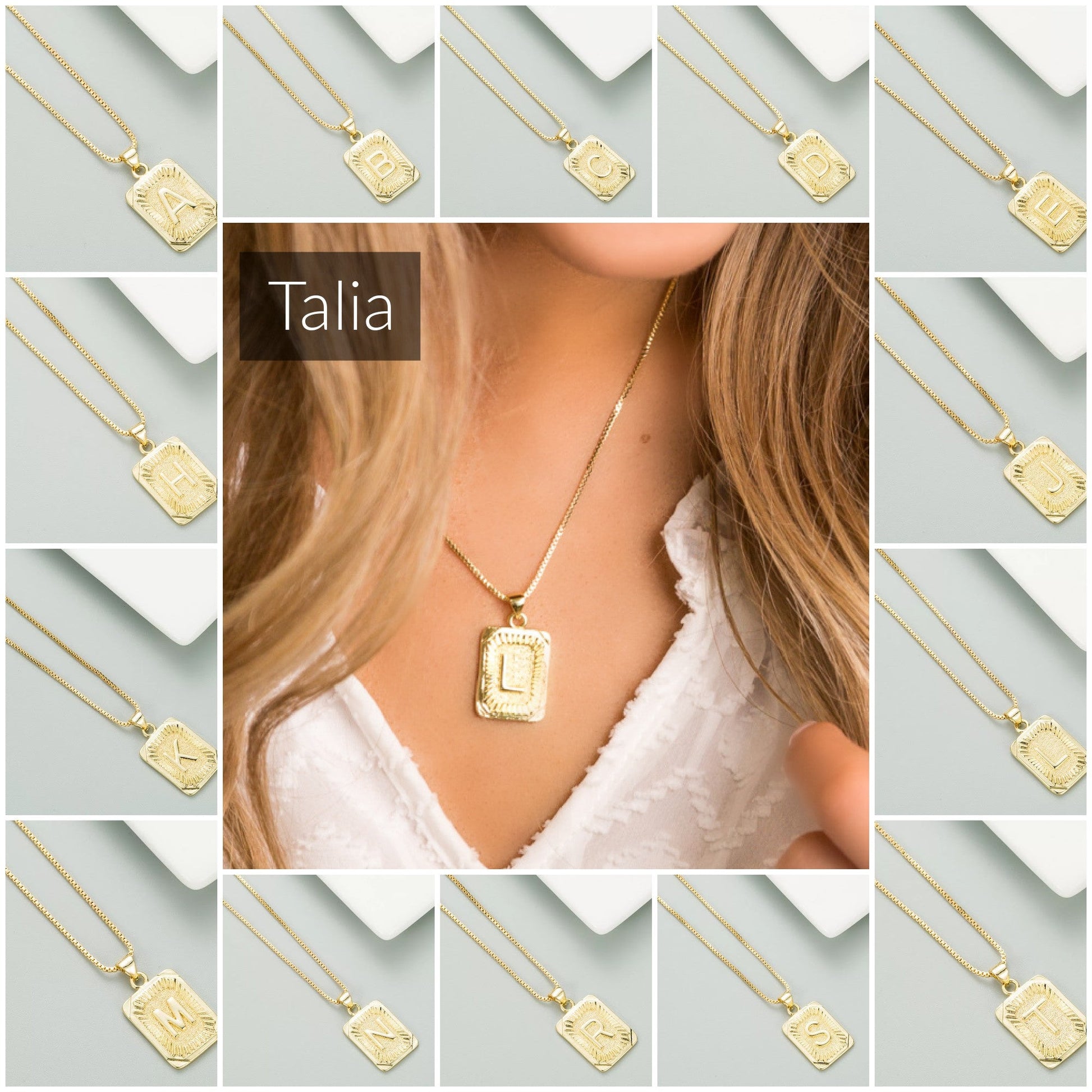 Classy Pendant Talia Initial Gold Letter Necklace Dani & Em