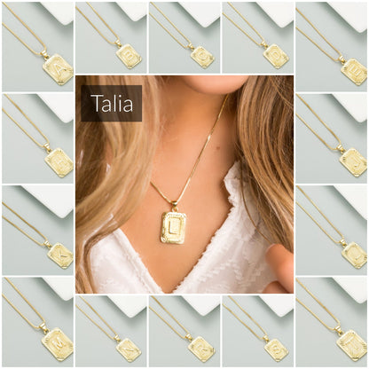 Classy Pendant Talia Initial Gold Letter Necklace Dani & Em