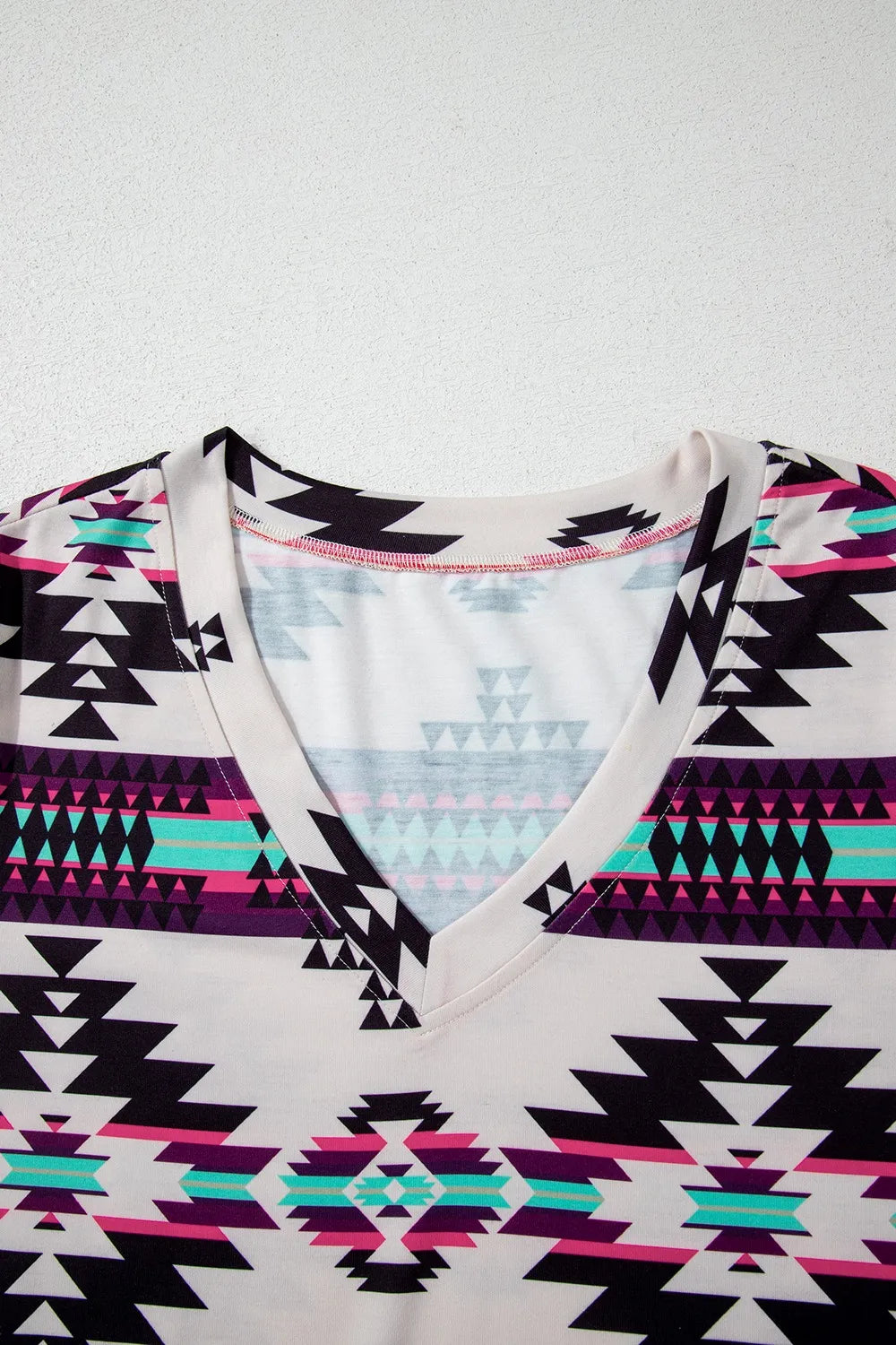 Aztec Print V-Neck Midi Dress Trendsi