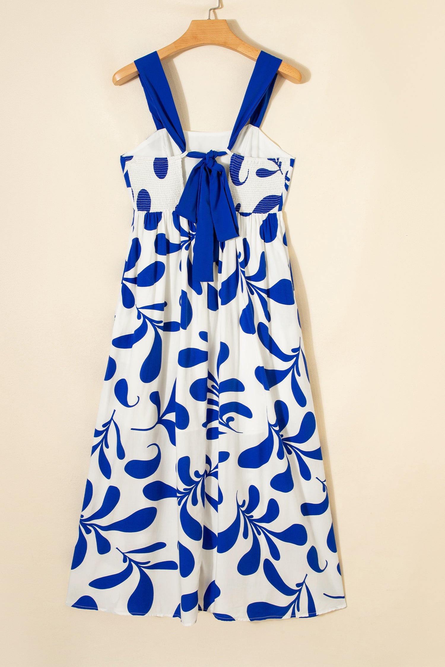 Blue Floral Print Crisscross Tie Back Sleeveless Long Dress  DAME BOHEME