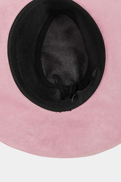 Fame Braided Pink Faux Suede Wide Brim Hat Trendsi