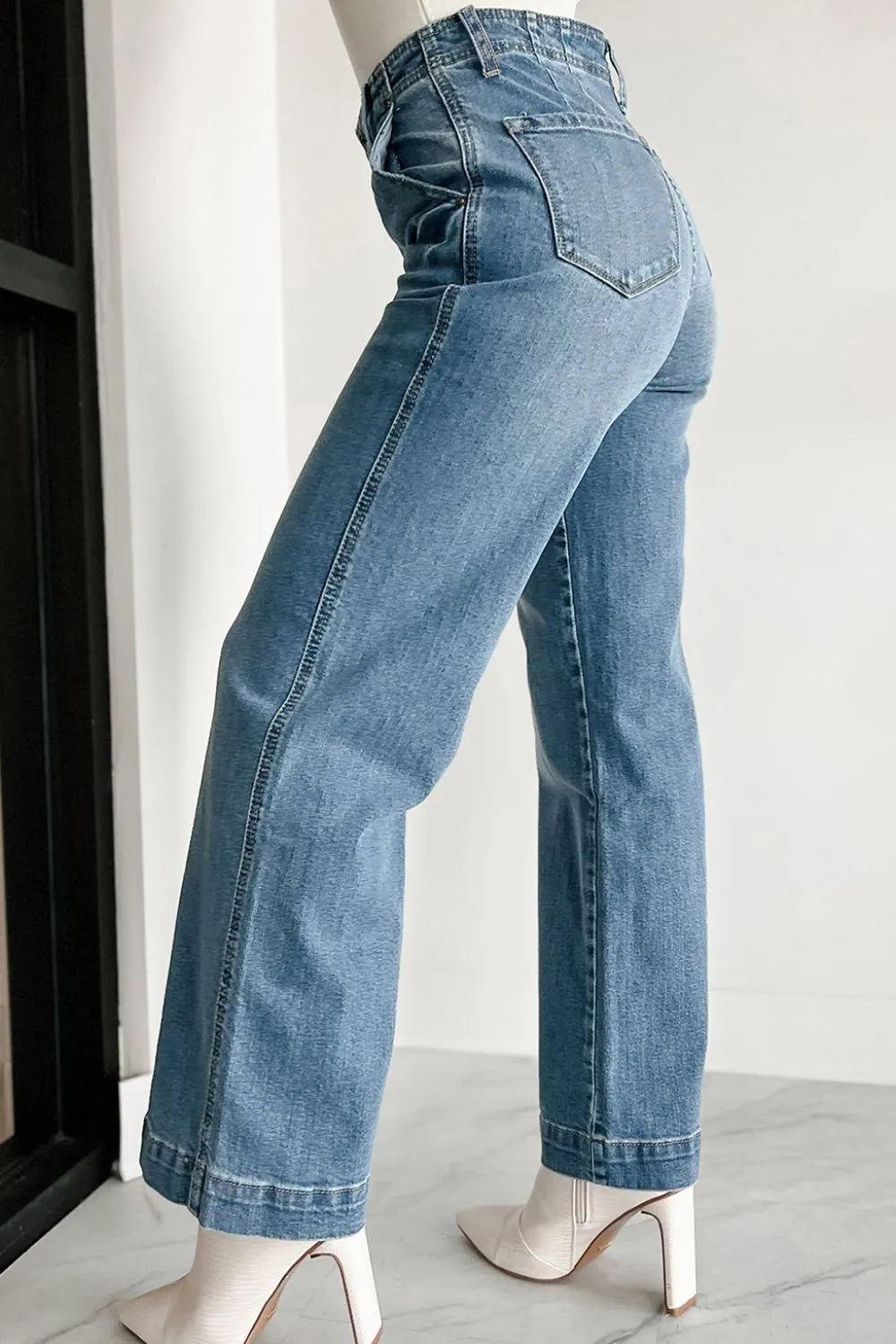 Button Fly High Waist Flared Jeans Simply Love