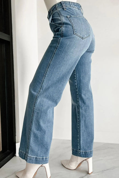 Button Fly High Waist Flared Jeans Simply Love