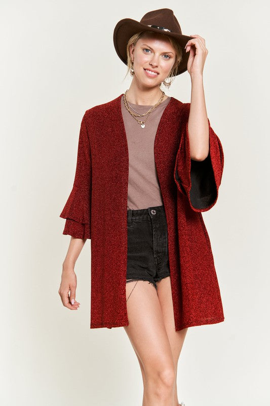 Glitter Bell 3/4 Sleeve Kimono Cardigan