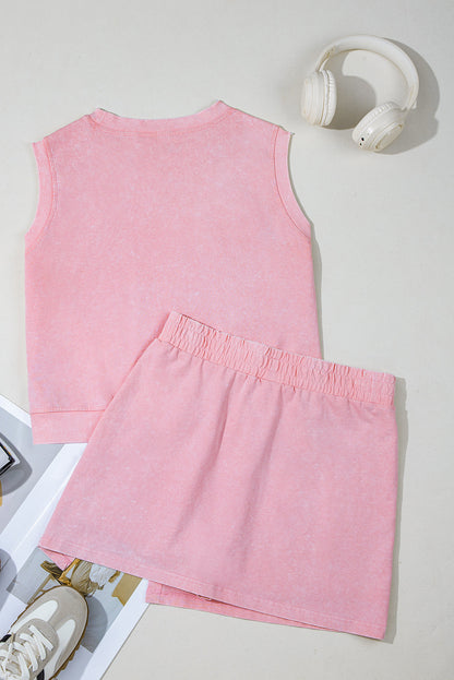 Aria 2 Pieces Mineral Wash Cotton Tank Top Lined Split Skirt Set  DAME BOHEME
