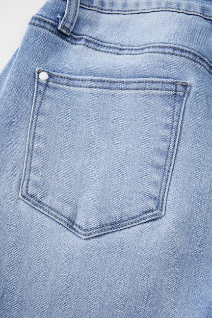 Mineral Wash Raw Hem High Waist Flared Jeans  DAME BOHEME