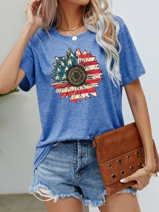 US Flag Flower Graphic Tee  DAME BOHEME
