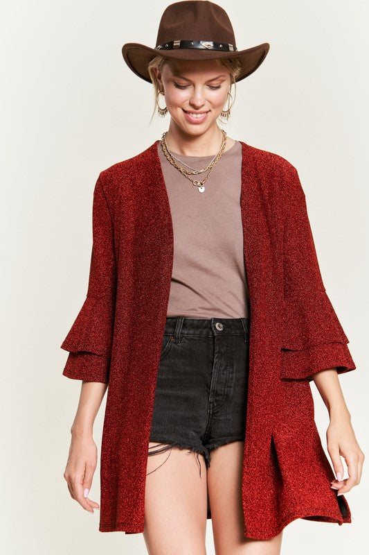 Glitter Bell 3/4 Sleeve Kimono Cardigan