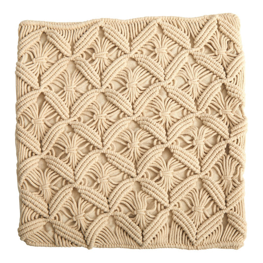 18” Boho Diamond Woven Macrame Decorative Pillow Cover  DAME BOHEME