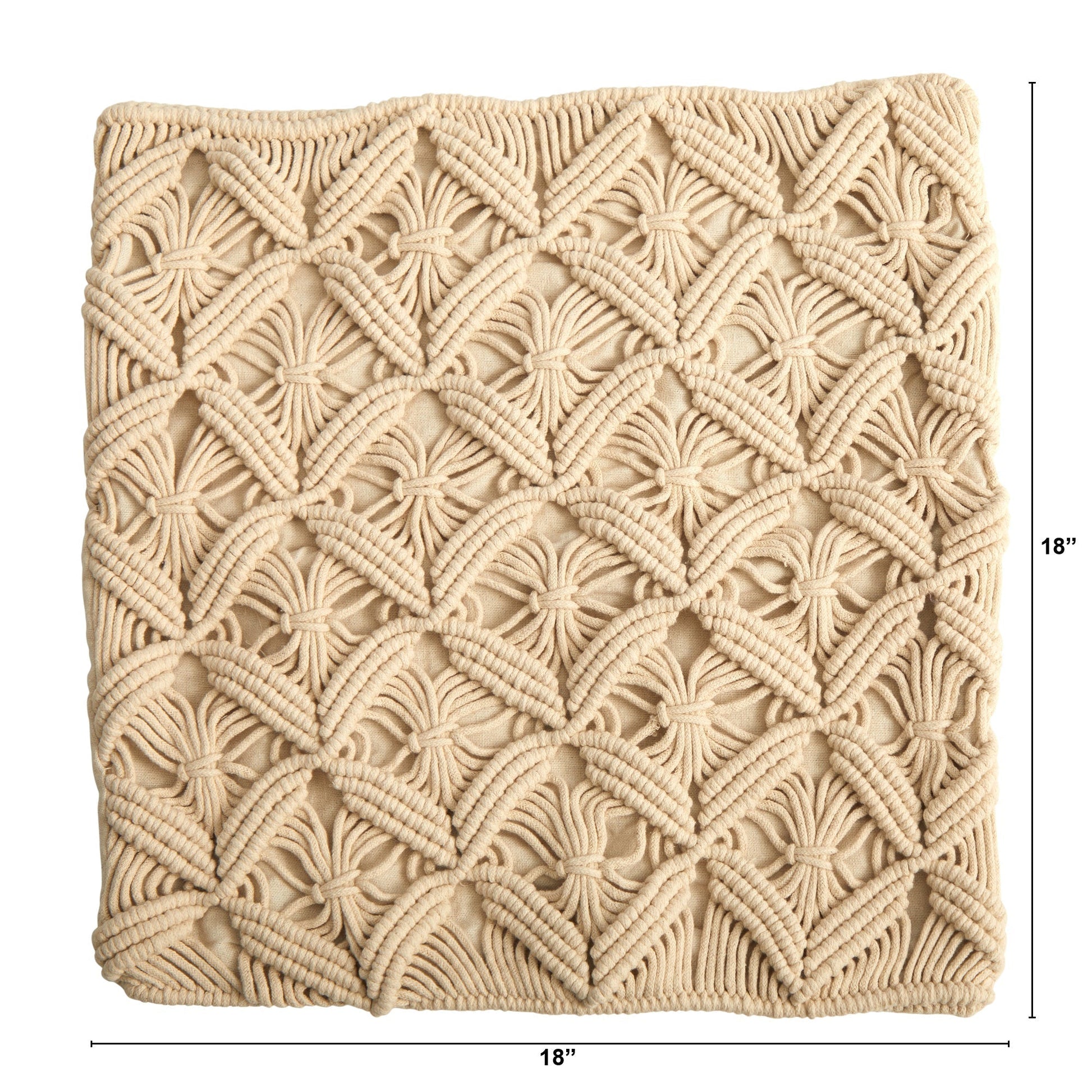18” Boho Diamond Woven Macrame Decorative Pillow Cover  DAME BOHEME