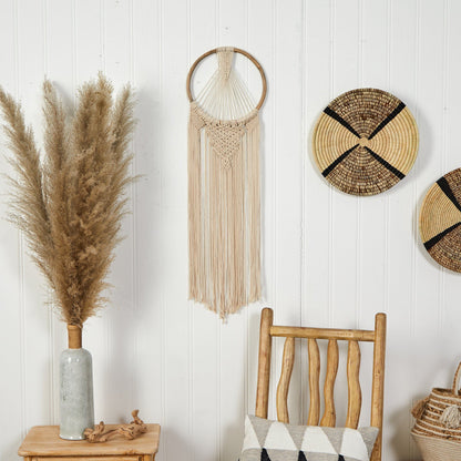 24” x 10” Handmade Bohemian Macrame Dreamcatcher Wall Hanging Decor  DAME BOHEME