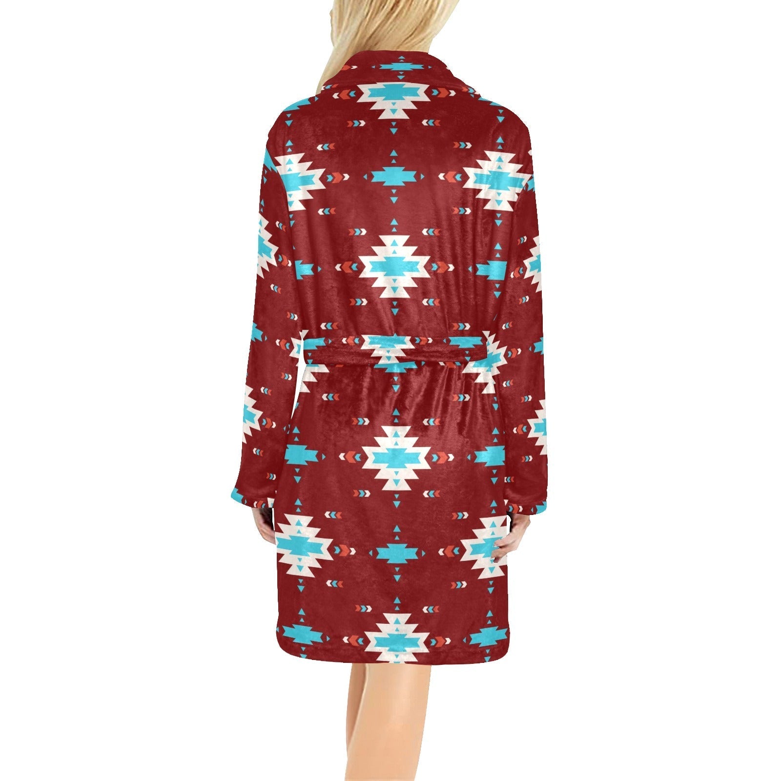 Burgundy Aztec Women's Western Bath Robe  DAME BOHEME