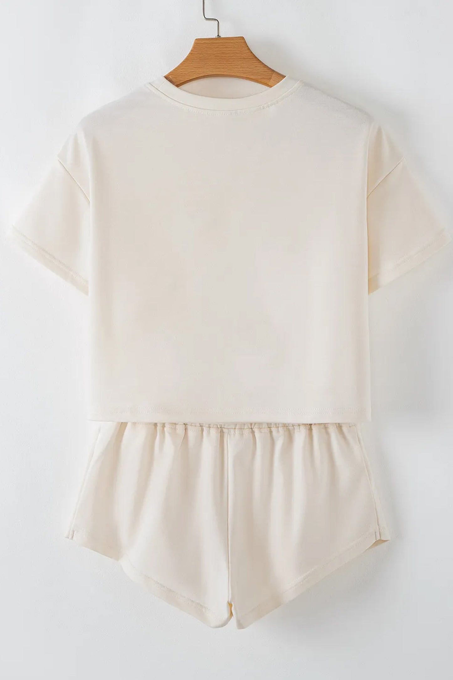 Beige Sequin Patriotic Star Cropped Tee Skort 2pcs Set  DAME BOHEME