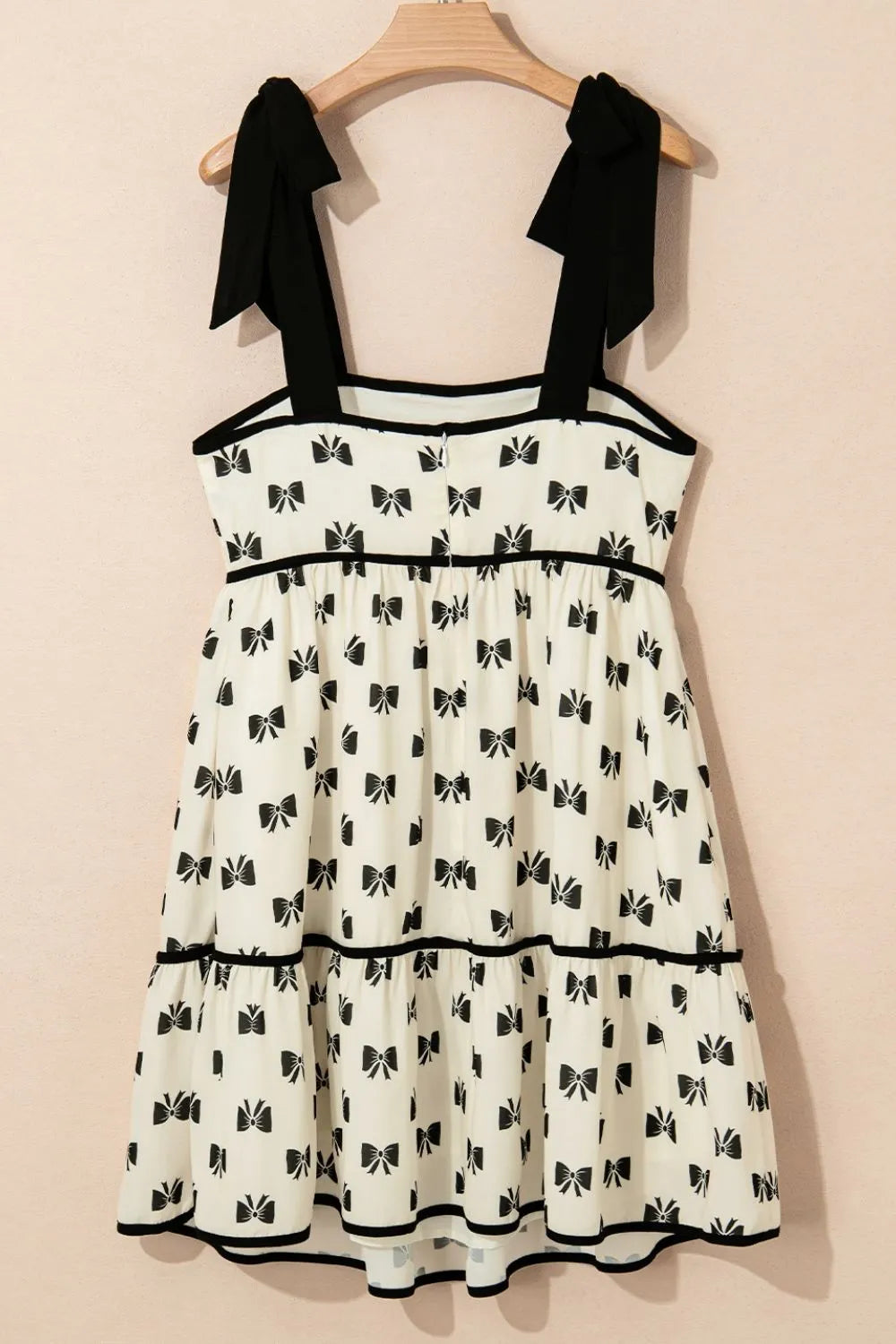 Bow Knot Color Contrast Trim Tied Straps Mini Dress Simply Love
