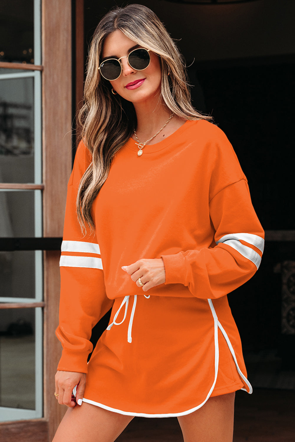 Sophia Varsity Sportwear Casual 2 Piece Skirt Outfit Set  DAME BOHEME