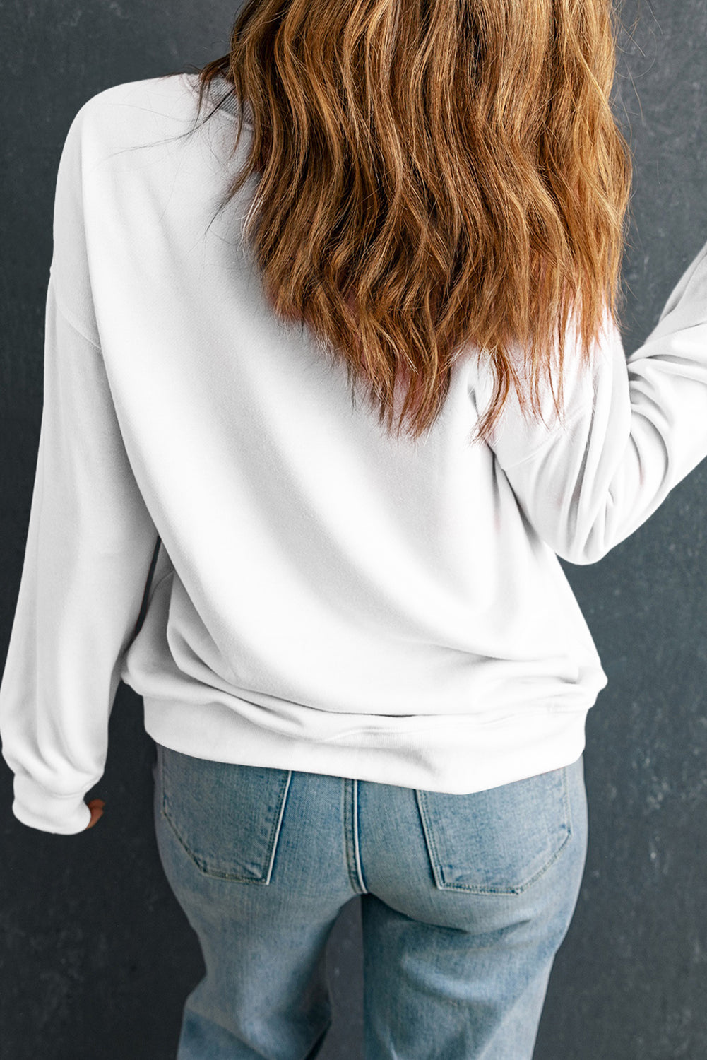 White Merry Christmas Graphic Heat Transfer Printing Cotton Blend Sweatshirt  DAME BOHEME