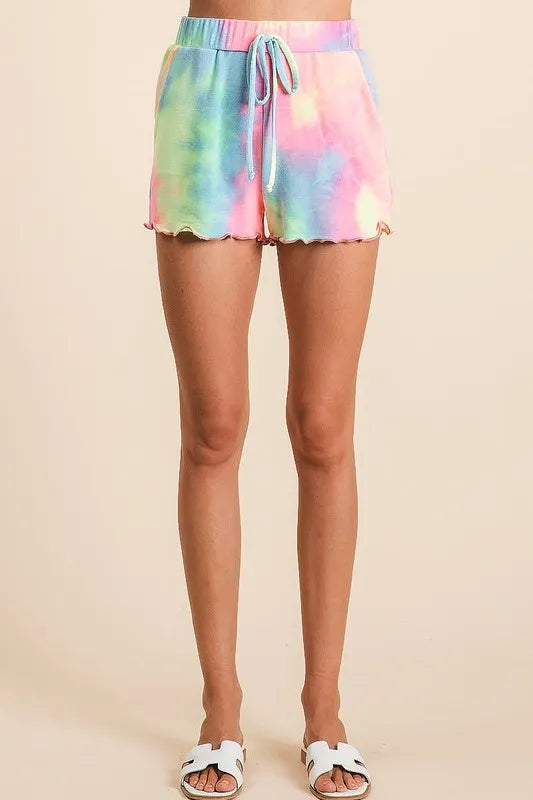 BiBi Tie Dye French Terry Top and Shorts Set Trendsi