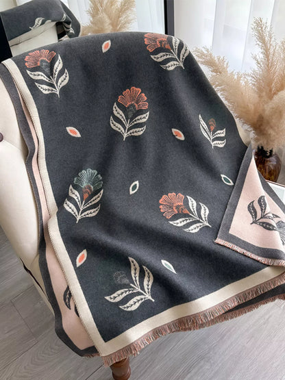 Printed Raw Hem Shawl  DAME BOHEME