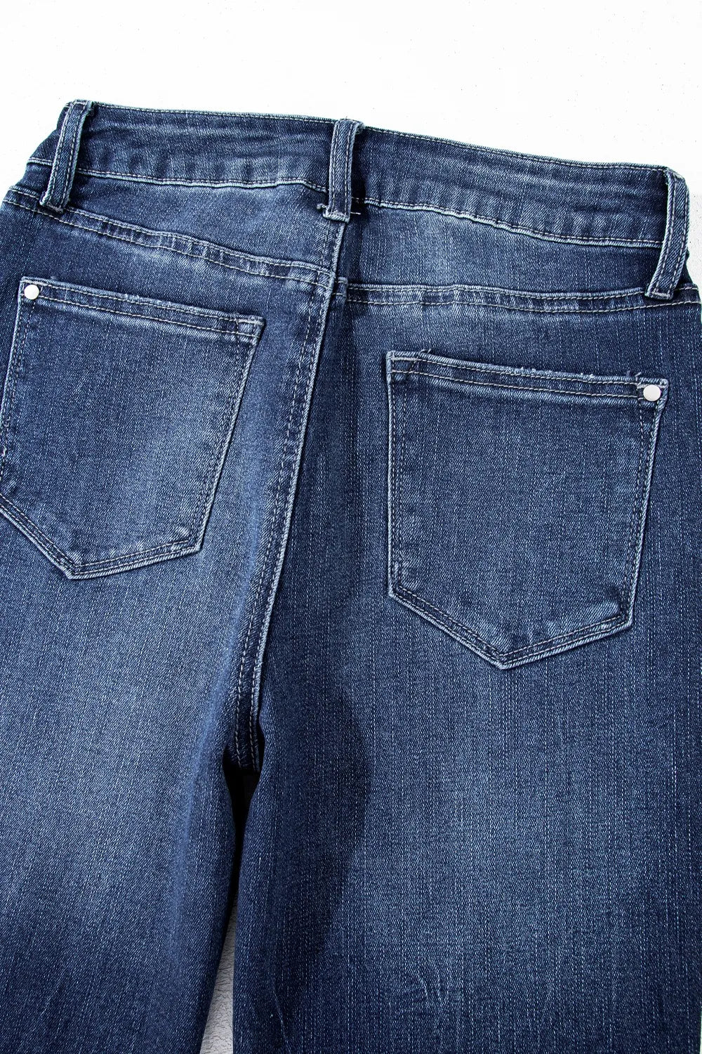 Mineral Wash Raw Hem High Waist Flared Jeans  DAME BOHEME