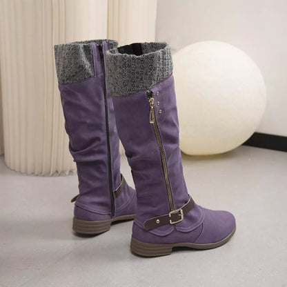 Knee High Slouch Boots with Knit Cuff  DAME BOHEME