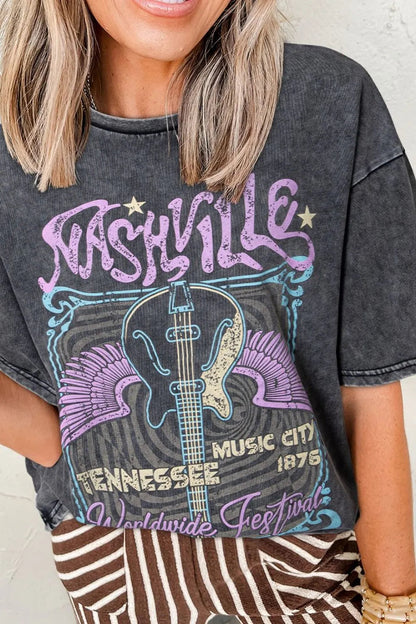Graphic Mineral Washed Vintage Tee  DAME BOHEME