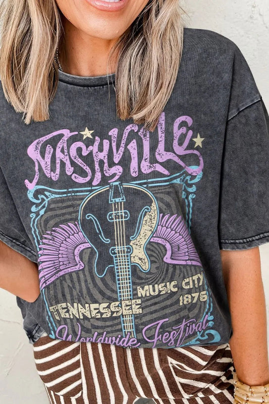 Graphic Mineral Washed Vintage Tee  DAME BOHEME