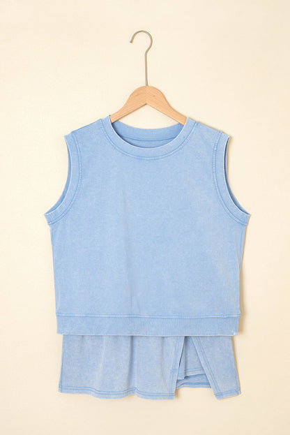 Aria 2 Pieces Mineral Wash Cotton Tank Top Lined Split Skirt Set  DAME BOHEME