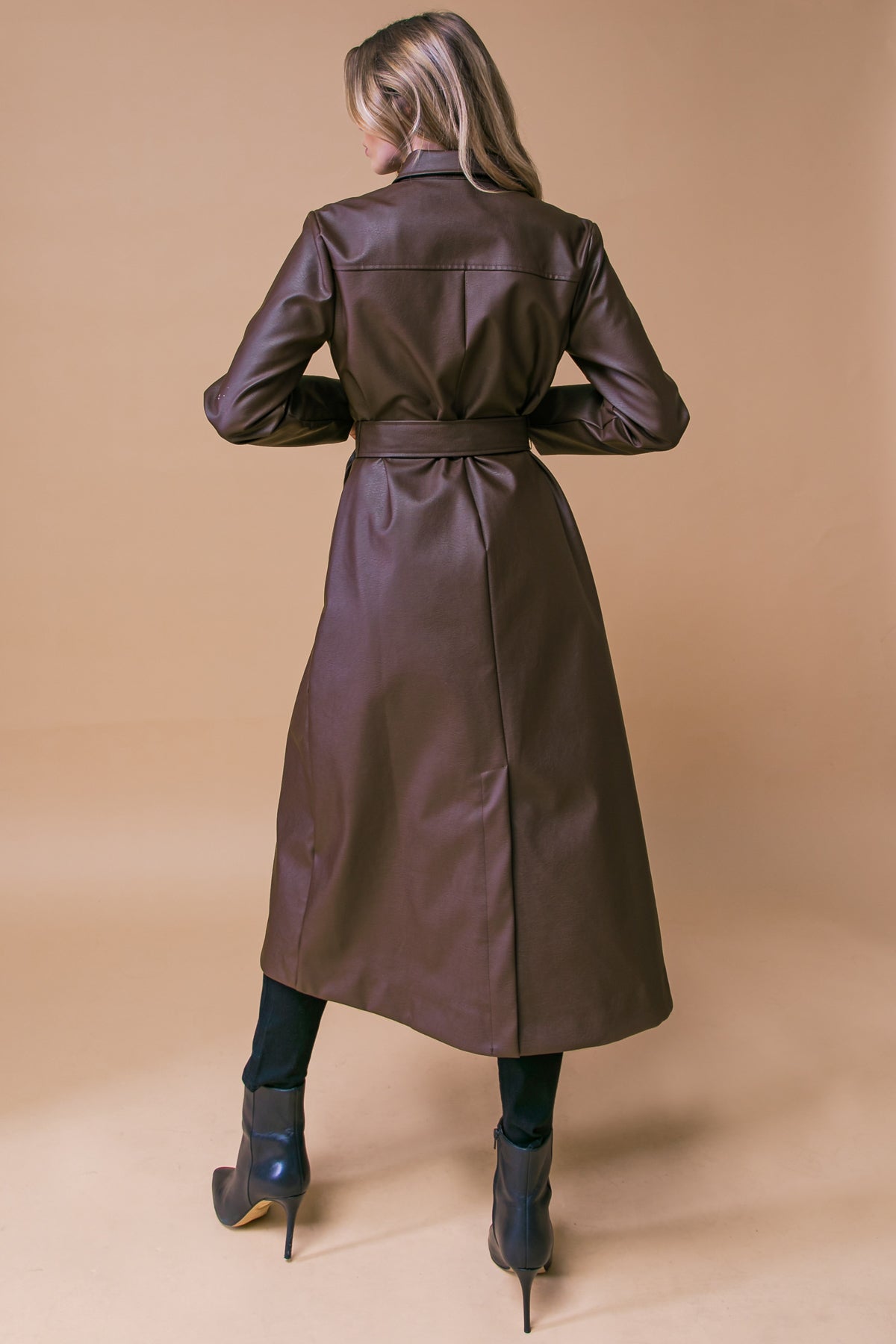 WHAT A WONDERFUL DAY LEATHER MIDI COAT  DAME BOHEME