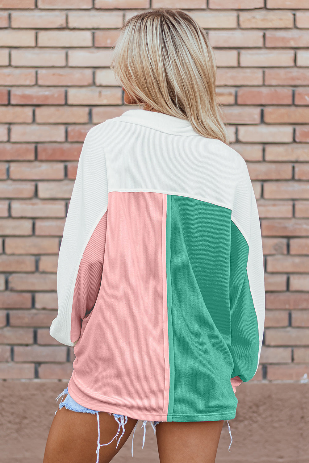 Kehlani Ribbed Collared Oversized Sweatshirt  DAME BOHEME