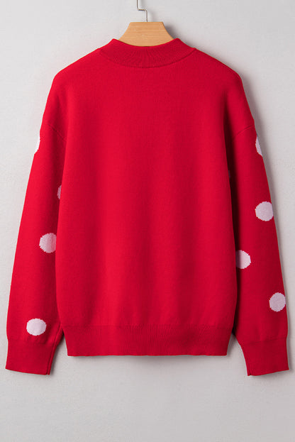 Red Dahlia LET IT SNOW Christmas Dotty Sleeve Loose Sweater  DAME BOHEME