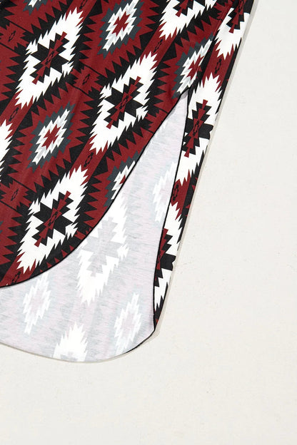 Aztec Print V-Neck Midi Dress Trendsi