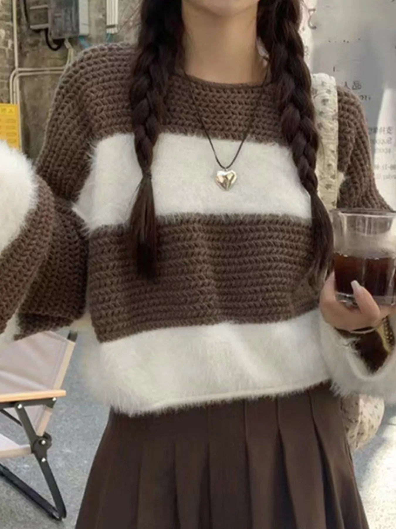 Color Block Dropped Shoulder Sweater  DAME BOHEME