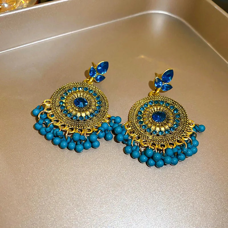 Rhinestone Alloy Bead Dangle Earrings Trendsi