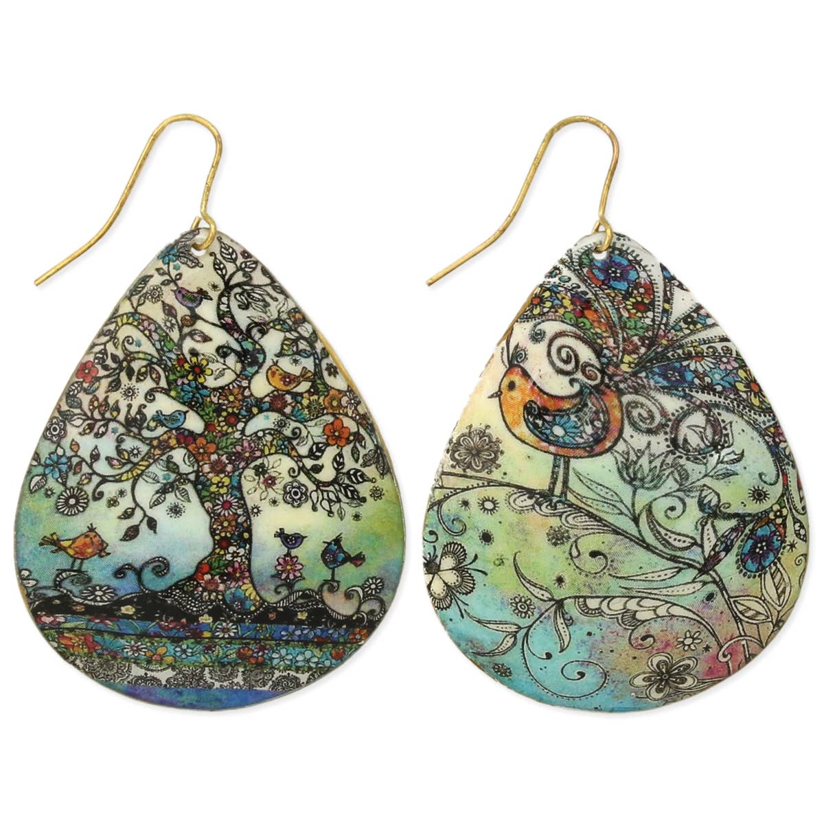 Vintage Art Print Teardrop Earrings  DAME BOHEME