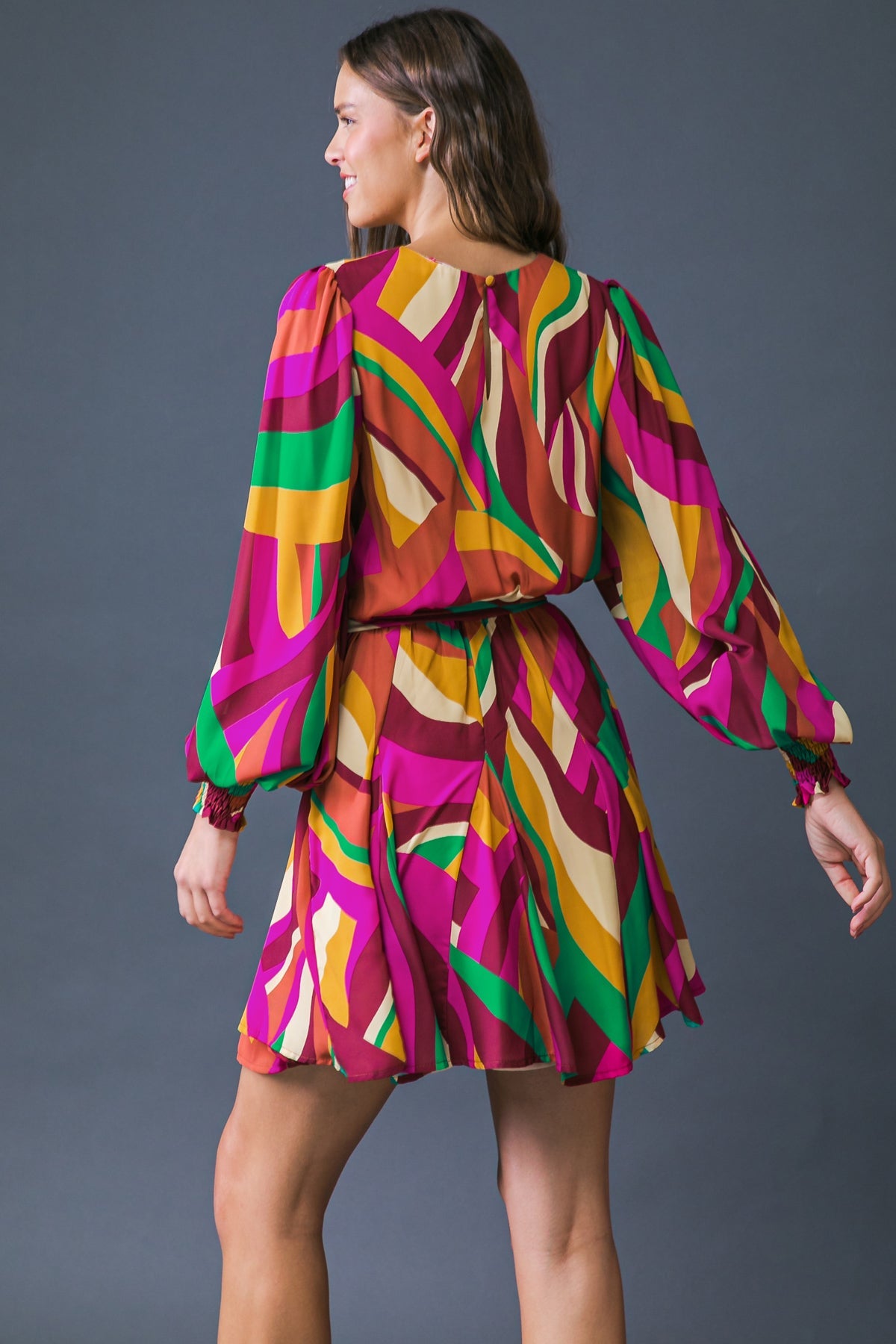 Keep On Moving Retro Printed Woven Mini Dress  DAME BOHEME