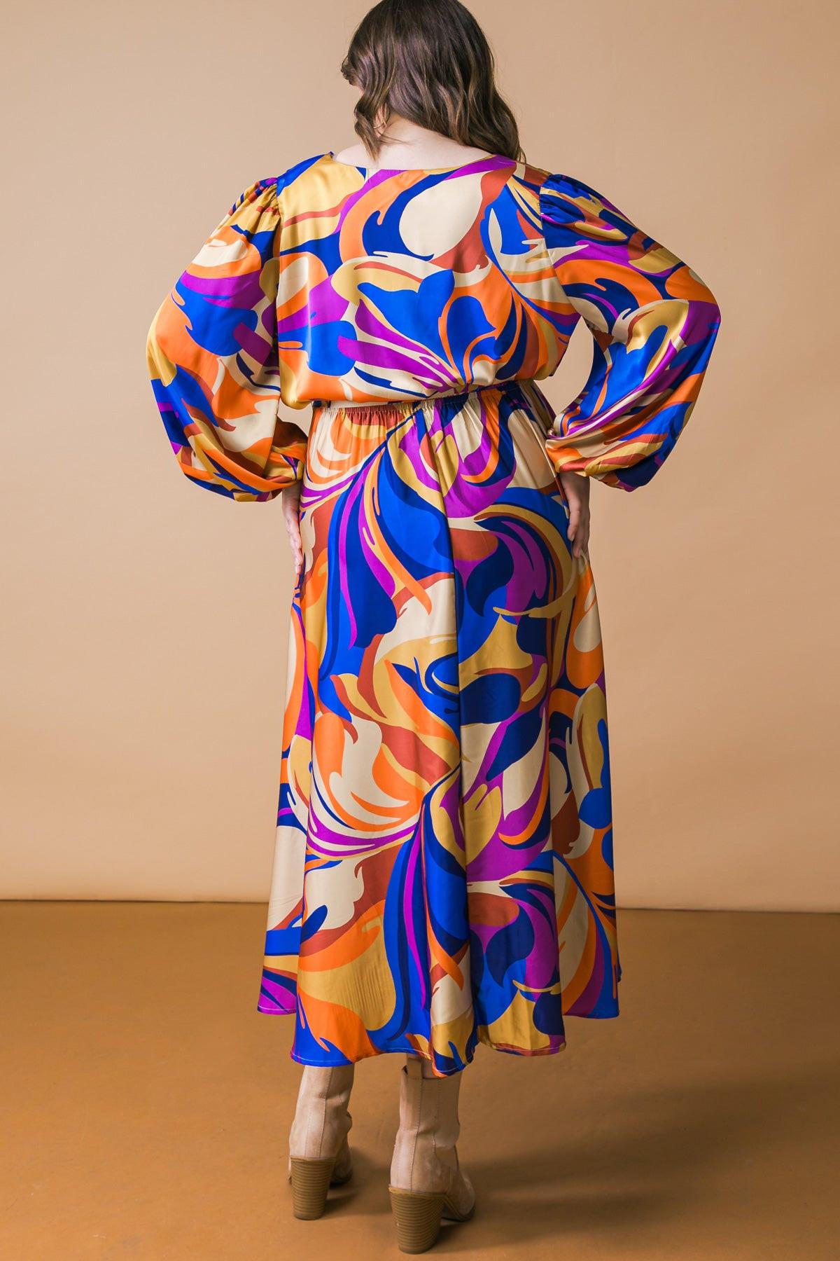 BOLD ADVENTURES WOVEN SATIN MIDI DRESS  DAME BOHEME