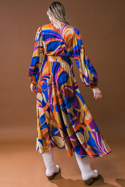 BOLD ADVENTURES WOVEN SATIN MIDI DRESS  DAME BOHEME