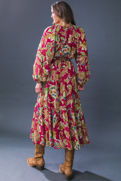 FLORALLY CHIC WOVEN MIDI DRESS  DAME BOHEME