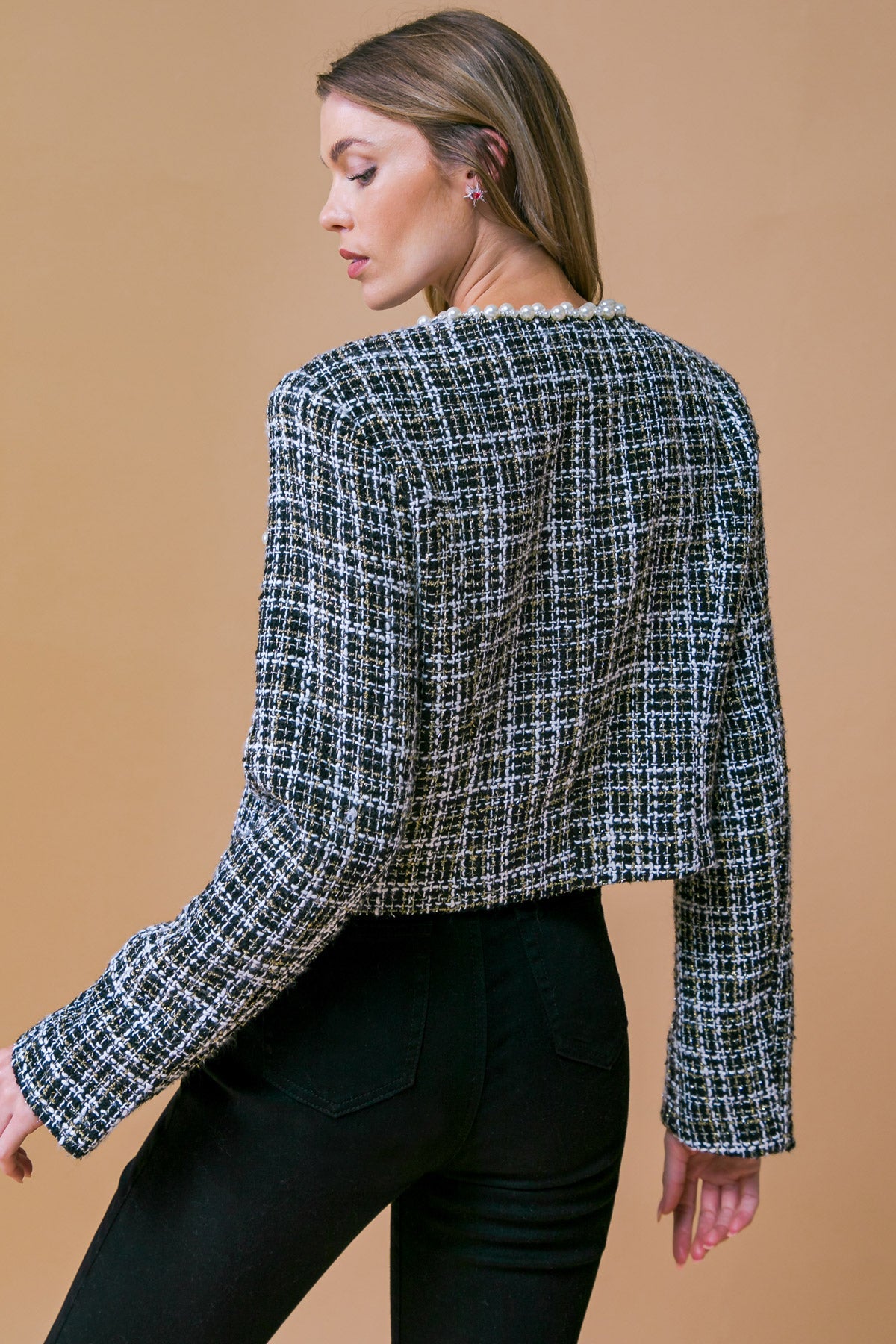 GUEST OF HONOR TWEED CROP JACKET  DAME BOHEME