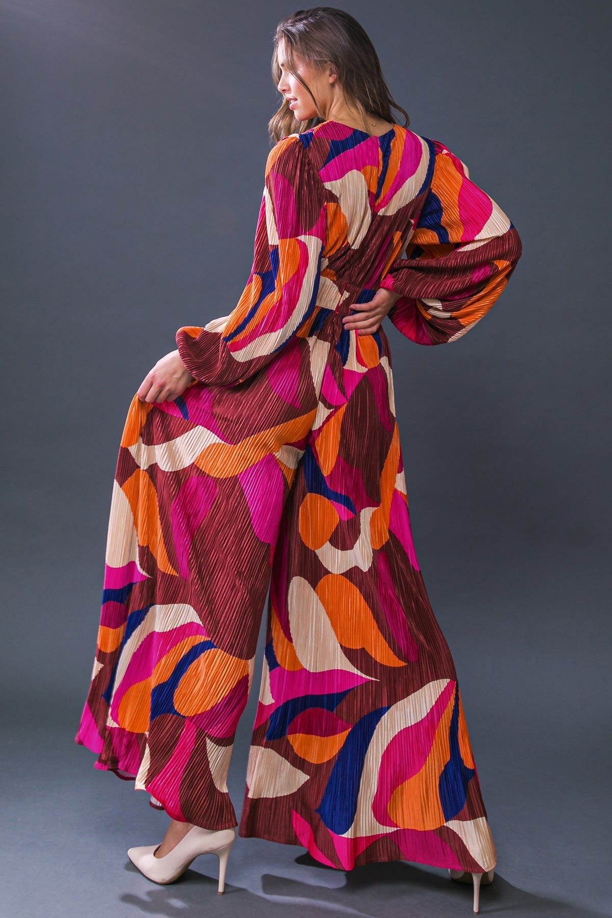 SET A TREND PLISSE JUMPSUIT  DAME BOHEME