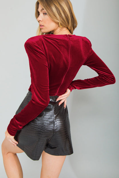 CONTINUE THIS JOURNEY VELVET CROP TOP  DAME BOHEME
