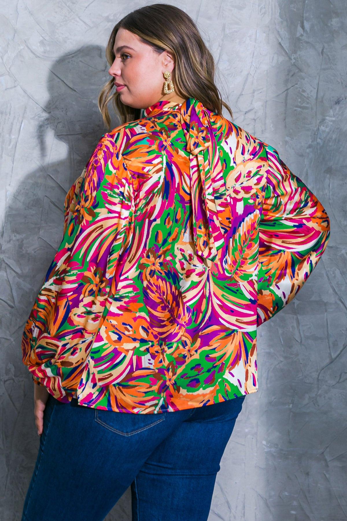 ADORING DEVOTION High Neck Tropical Print Blouse  DAME BOHEME