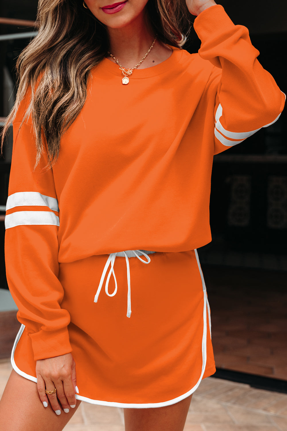 Sophia Varsity Sportwear Casual 2 Piece Skirt Outfit Set  DAME BOHEME