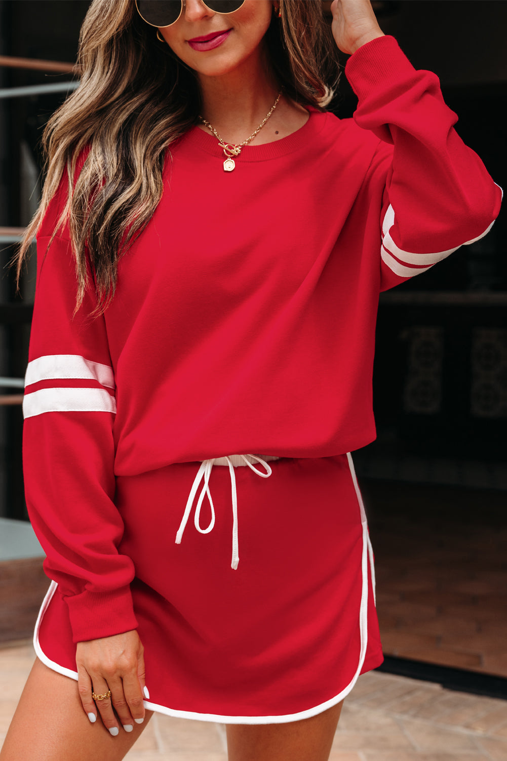 Sophia Varsity Sportwear Casual 2 Piece Skirt Outfit Set  DAME BOHEME