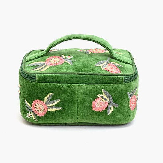 Velvet Embroidered Jewelry Box-Green Peaches  DAME BOHEME