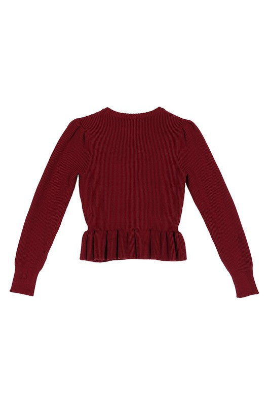 Peplum Long Sleeve Sweater Top